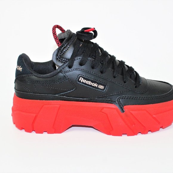 Reebok x Cardi B Club C Woman's Leather Black&Vector Red Platforms Women's 3.5 - Picture 4 of 11